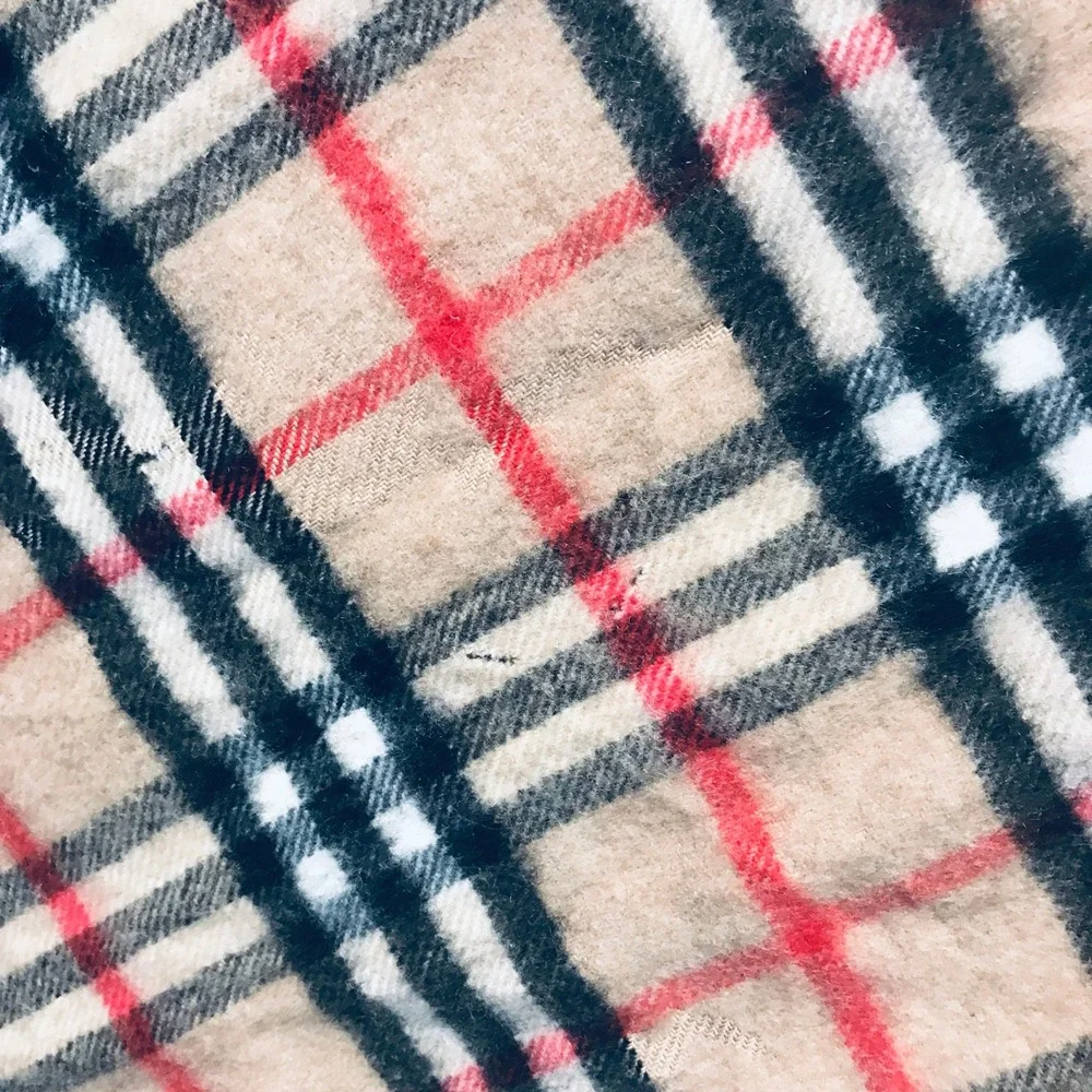Burberry Nova Check Scarf Unisex OS Beige Distressed Fringed Vintage Plaid READ